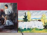 three paintings on the wall next to each other