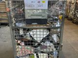 a metal cart with a lot of items in it