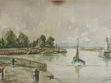 une aquarelle représentant un voilier sur l'eau