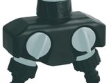 un gros plan d'un robinet d'eau noir et blanc muni de deux vannes