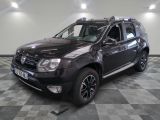 a picture of a black dacia parked on a checkered floor