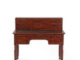 a wooden desk with drawers and drawers on top of it