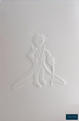 a white plate with a design of a man and a woman on it