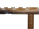 a close up of a wooden bench on a white background