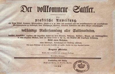 MUNKE, August.- Der Vollkommene Sattler.
