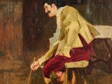 une image d'un tableau représentant un homme assis sur une chaise