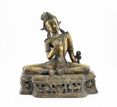 ASIE - Statuette en bronze de Tara assise sur un socle ajour…