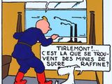 dessin représentant un homme et un chien regardant par la fenêtre une usine d'où s'échappe de la fumée