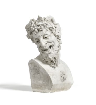 buste en marbre représentant un homme barbu, coiffé d'une couronne