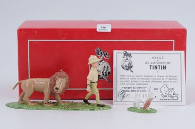 HERGE, LES AVENTURES DE TINTIN, PIXI. Ensemble en métal peint à l