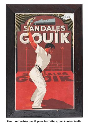 tableau représentant un joueur de baseball en train de frapper la balle dans un stade