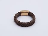 brown braided leather bracelet with gold clasp