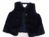 navy blue faux fur vest with gold buttons