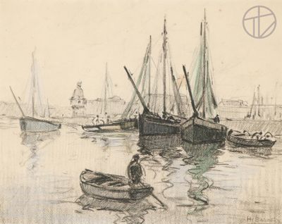 un dessin représentant un homme dans une barque sur l'eau