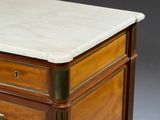 an image of a marble top desk with drawers and drawers