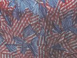 a red, white and blue quilt with stars on it
