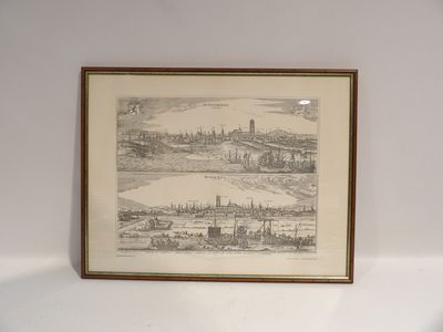 une photo d'une photo d'une ville accrochée au mur