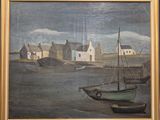 une image d'un tableau représentant un bateau dans l'eau