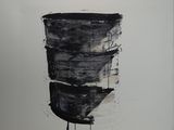 l'image d'une peinture en noir et blanc sur un mur blanc