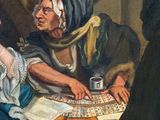 an image of a painting of a man and a woman playing a game of dominos