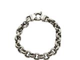 a close up of a chain bracelet on a white background