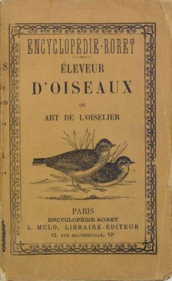 an old book with a picture of two birds on it