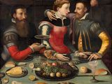 an image of a painting of a group of people sitting around a table