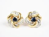 boucles d'oreilles bicolores or et argent, ornées de saphirs