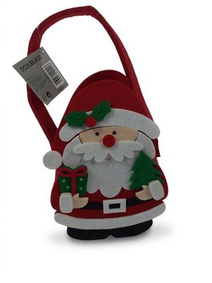 le Père Noël avec un sac de cadeaux sur fond blanc