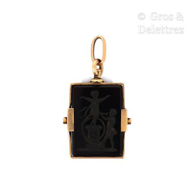 an image of a black and gold locke with a picture of a man on a horse