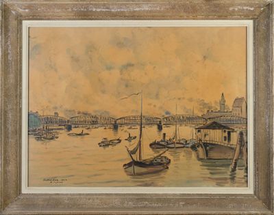 Albert COPIEUX (1885-1956) "Rotterdam, le port, 1926" aquare…