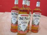 trois bouteilles de « Old Nigger » sont posées sur une table