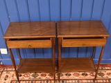 pair of mid century style walnut nightstand tables