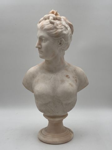 Jean-Antoine HOUDON (1741-1828) (D’après). Sculpture en marbre bl...