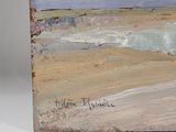 an oil painting of a beach scene with waves coming in to the shore