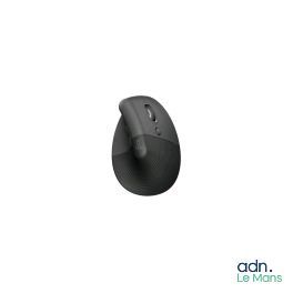 une souris d'ordinateur noire posée sur une surface blanche