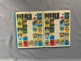two pages of comics on a blue cloth