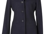Ce manteau est en laine et comporte des boutons sur le devant.