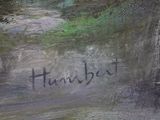 a painting of a road that has writing on it
