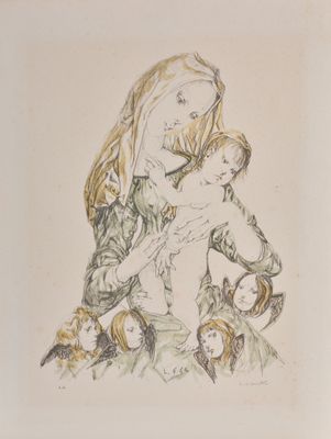 an image of a drawing of a woman holding a child
