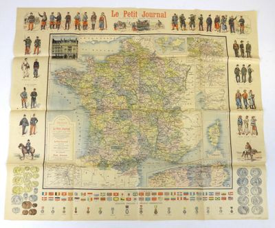 une vieille carte de la France sur laquelle figurent des soldats