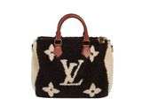 louis vu vu bag in black and white with brown handles