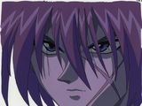un dessin d'anime représentant une femme aux cheveux violets et aux yeux bleus
