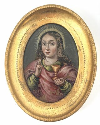 une image représentant un tableau où l'on voit une femme tenant une tasse entre ses mains