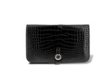 black croc embossed leather clutch bag