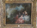 une image représentant un tableau où figurent une femme et un enfant dans un paysage