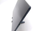 a close up of a laptop computer on a stand