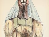 une image représentant le dessin d'une personne en costume