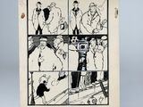 un dessin en noir et blanc tiré d'une bande dessinée représentant un homme en costume