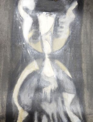 painting of a woman sitting on a chair with a clock in her hand